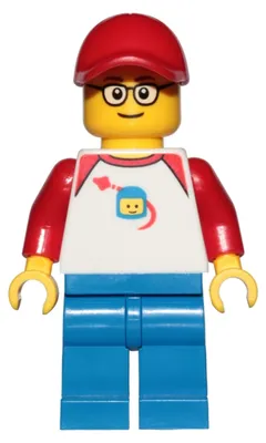 Produktbild von LEGO Minifigur Man - Classic Space Shirt with Red Sleeves, Blue Legs (trn247)