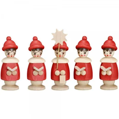 Produktbild von Miniaturfiguren 5 Kurrendefiguren rot Höhe 3,7cm NEU
