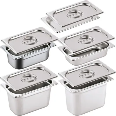 Produktbild von WAS Germany GN Behälter Set mit Deckel Gastronom 1/4, Chromnickelstahl 18/8, 10 tlg.