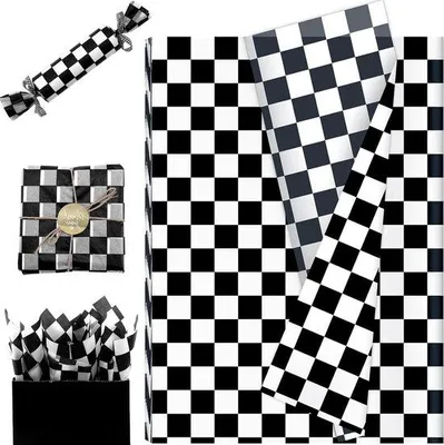 Produktbild von Einwegpapier für Rennentscheide - Dekorationspapier in Schwarz-Weiß - Großformat: 50 x 35 cm
