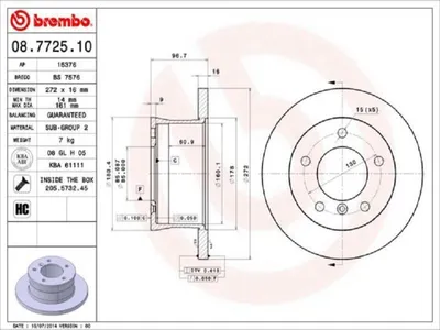 Produktbild von BREMBO Bremsscheiben (2 Stück) Hinterachse 08.7725.10