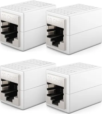 Produktbild von deleyCON LAN Kabel Verlängerung RJ45 Kupplung (10 Gbit/s) Verbinder für Cat8/Cat7/Cat6/Cat5 Ethernet Cable Patchkabel Netzwerkkabel Netzwerk Adapter 10 Gigabit POE - 4 Stück - Weiß