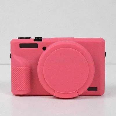 Produktbild von Silikonhülle für Canon, perzikfarben, krasbeständig, abnehmbares Objektivgehäuse, Softcase.