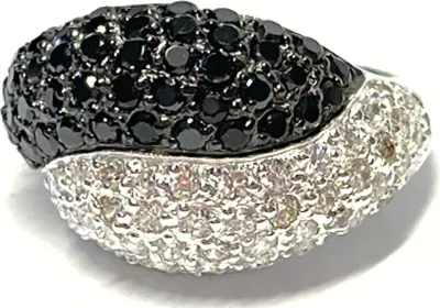 Produktbild von Ring 925/- Silber Zirkonia schwarz + weiß Kontrast Schmuckring Silberring #63