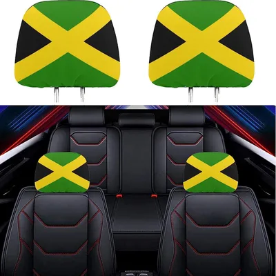 Productafbeelding van Naxizo-hoofdsteunhoezen met de Jamaicaanse vlag, stoelhoezen, accessoires, hoofdsteunhoezen