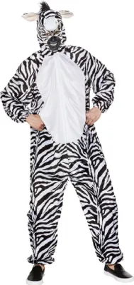 Produktbild von O7256-48-52 weiß-schwarz Damen Herren Zebra Kostüm Overall Gr.48-52