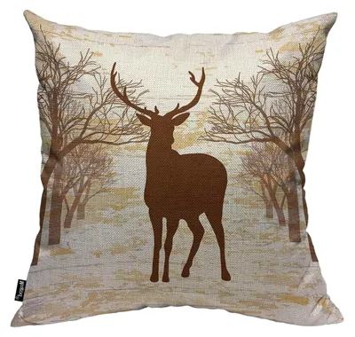 Produktbild von Kissenbezug mit Hirschmotiv im Vintage-Stil, 45 x 45 cm