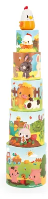 Produktbild von Janod - Meine erste Pyramide Bauernhoftiere - Baby- und Kleinkindspielzeug - 5 S