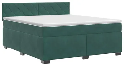 Imagen del producto de Cama con somier y colchón, color verde oscuro, 140 x 200 cm, tapizada en terciopelo