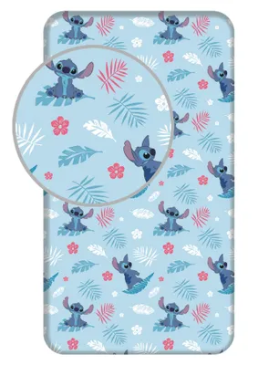 Imagen del producto de Sábana ajustable Lilo & Stitch, 90x200 cm – Sábana elástica transpirable de algodón