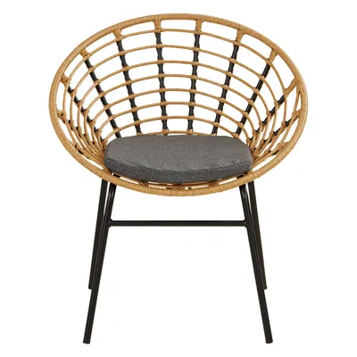 Produktbild von Homestyle4u 3-teiliges Gartenmöbel-Set Balkonmöbel Rattan Natur Tisch & 2 Sessel