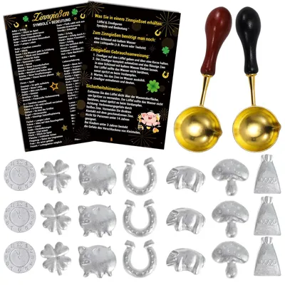 21 Zinnfiguren Gießset, 2 Löffel, Anleitung, Silvester