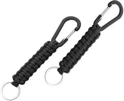 Immagine prodotto di Confezione da 2 portachiavi in paracord - Tessuto - Gancio a forma di moschettone - Portachiavi - Metallo - 170 x 30 mm