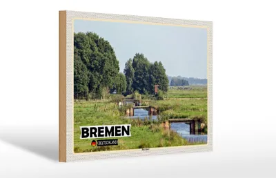 Produktbild von Holzschild Städte Bremen Deutschland Blockland 30x20cm