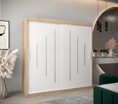 Produktbild von Kleiderschrank ERIKA – Breite 200 cm, Eiche sonoma / weiß