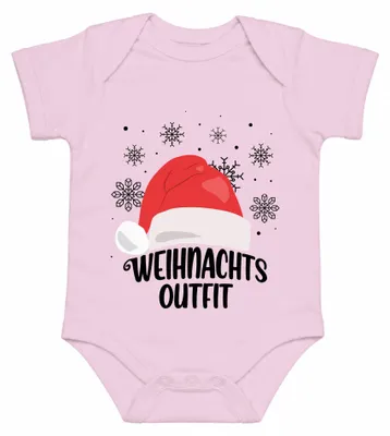 Productafbeelding van Kerstoutfit met kerstmanmotief, babyromper, roze, maat 3/6 maanden