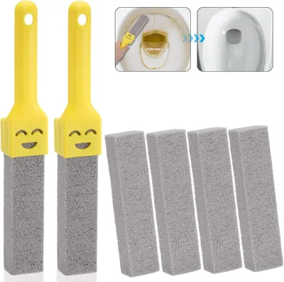 Productafbeelding van Toiletborstel met 6 schuurstenen, 2 handgrepen, reservestenen, geschikt voor badkamer en toilet