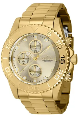 Obrázek produktu pro Invicta Pro Diver 43410 Pánské Hodinky - Quartz Hnutí - Nerezová Ocel se Zlatým Ciferníkem - 43 mm