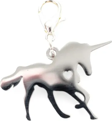 Produktbild von Einhorn Charm Anhänger Bettelarmband Miniblings Unicorn Fantasy Herz Edelstahl
