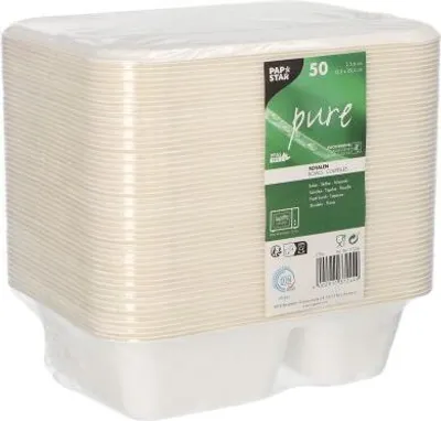 Produktbild von Schalen, Zuckerrohr "pure" 2-geteilt 5,6 cm x 15,3 cm x 20,3 cm weiss