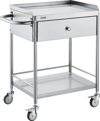Produktbild von VEVOR Zweistöckiger Laborwagen Gerätewagen Servierwagen Edelstahl Abräumwagen mit Schubladen 100 kg Tragfähigkeit
