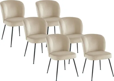 Produktbild von 6er Set Stühle aus Velours und Metall - Farbe beige - POLPONA by Pascal MORABITO