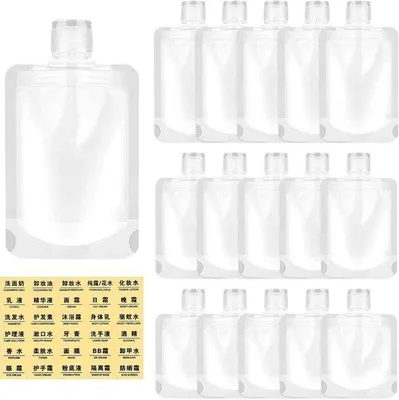 Zdjęcie produktu dla Zestaw butelek podróżnych - przezroczyste - 30/50/100 ml - Wielorazowe butelki z zabezpieczeniem przed wyciekiem - do kosmetyków i płynów