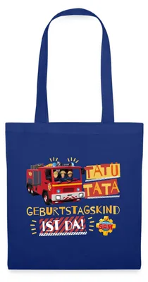 Produktbild von Spreadshirt Feuerwehrmann Sam™ Tatü Tata Geburtstagskind Stoffbeutel, One size, Royalblau