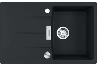 Produktbild von FRANKE Spüle CENTRO CNG 611-78 in BLACK MATT mit Excenterbedienung Drehknopf Edelstahl / Ausschnittmaß 760 x 480 mm R15 / Granitspüle