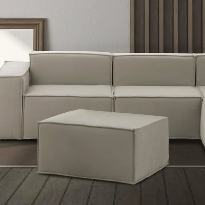Produktbild von Puff Dagoumé, Ottomane im Wohnzimmer, 100% Italy, Relaxsessel aus gepolstertem Stoff, Cm 80x70h43, Turteltaube