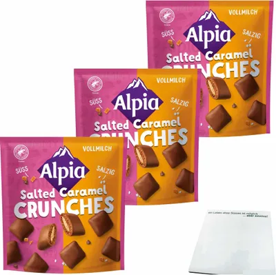 Produktbild von Alpia Salted Caramel Crunches 3er Pack (3x140g Beutel) + usy Block