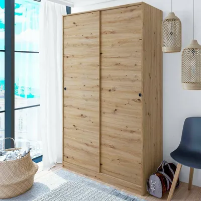 Productafbeelding van Adrenalin - Kast 2 Deuren, 120x200h cm Bruin Eiken Knopen, Kledinghaak