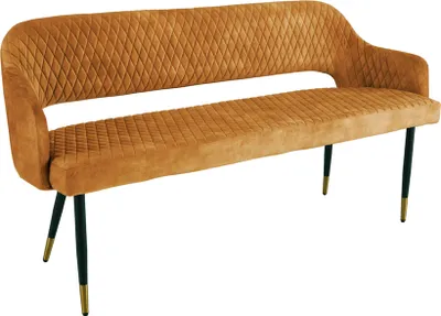 Produktbild von riess-ambiente Design Sitzbank PARIS 160cm senfgelb Samt Retro Rückenlehne Bank Polsterbank Samtbank