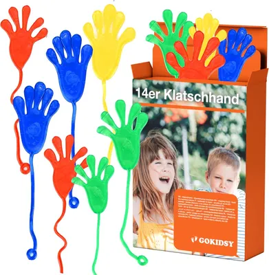 Produktbild von 14x Klatschhand Mitgebsel für Kinder: Als Mitbringsel, Gastgeschenk & Giveaway - Glibberhände als Partygeschenke - Kindergeburtstag