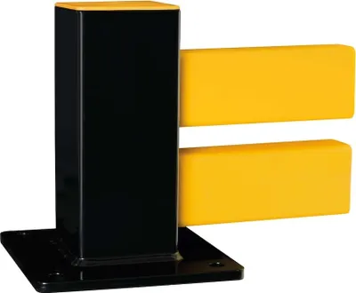 Produktbild von PROREGAL Rammschutz-Standpfosten Hybrid | Anfang/Ende | HxBxT 25,5x20x20cm | Inkl. Sicherungsstäbe & Gummieinsätze für Querbalken | Kunststoffbeschichteter Stahl | Schwarz