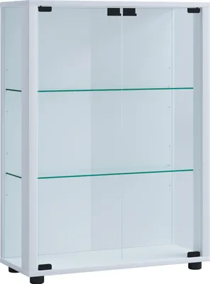 Produktbild von VCM Glasvitrine stehend | Vitrine Glas mit ESG-Sicherheitsglas | Maße ca. H. 80 x B. 60 x T. 25 cm | Standvitrine Glas | Modern und platzsparend | Glas Vitrinenschrank – Sintalo
