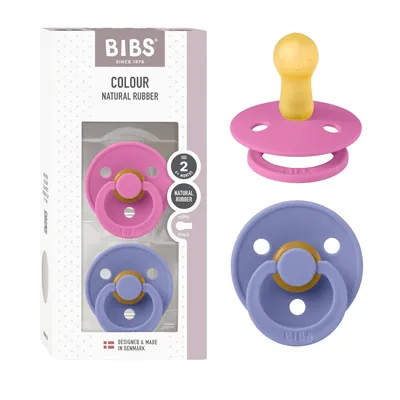 Obrázok produktu pre BIBS Colour cumlík, balenie po 2 ks, bez BPA, cumlík v tvare čerešne. Prírodný kaučuk / latex, vyrobené v Dánsku, veľkosť 2 (6–18 mesiacov), Bubblegum / Peri