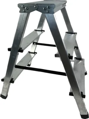 Produktbild von VaGo Aluleiter Trittleiter Leiter 3 Stufen zweiseitige Klappleiter Bockleiter