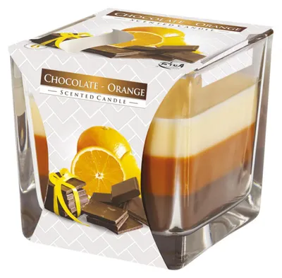 Obrázek produktu pro Svíčka ve skle DUHA ČOKOLÁDA-POMERANČ vonná 170g