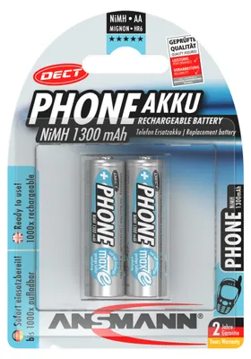 Zdjęcie produktu dla Ansmann akumulator NiMH Mignon 1300mAh DECT opakowanie blister 2 szt