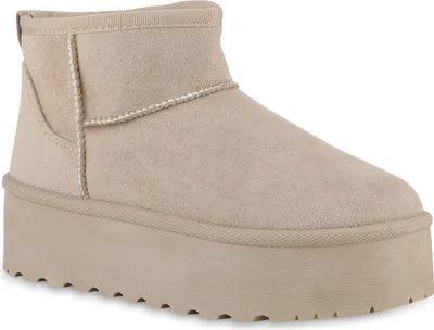Produktbild von VAN HILL Damen Warm Gefüttert Winter Boots Stiefeletten Profil-Sohle Schuhe 841471, Farbe: Beige, Größe: 39