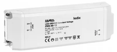 Obrázok produktu pre Napájací zdroj LED SLIM 12V DC 50W ZNS-50-12 Ledix Zamel