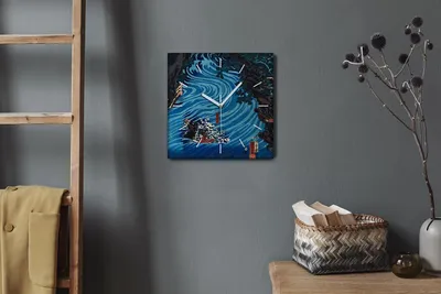 Produktbild von Coloray Hodiny Unikátní 30x30 cm  Tiché hodiny Pro obývací pokoj a kuchyň Nástěnné hodiny Plátno Bílé ručičky hodin - Asia River