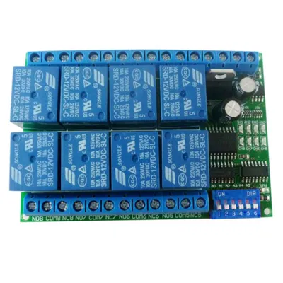 Image de Module de relais 12V, 8 canaux – Platine de contrôle série RS485 Modbus RTU pour automates programmables (PLC) et télécommande