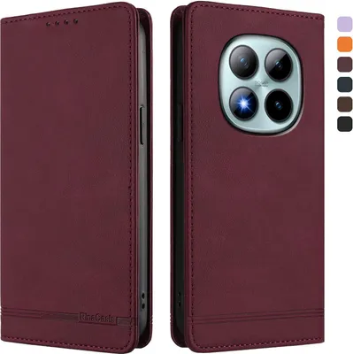 Image de Etui pour Xiaomi Redmi Note 15 Pro+, étui rétro en cuirPolyuréthaneavec support et fentes pour cartes Rouge