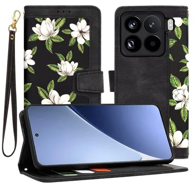 Produktbild von Techsuit FlipCraft Book Wallet Klapphülle mit Kabel für Xiaomi 15 Pro - Flowers of the Dawn