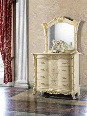 Image de Commodes Set Meubles italiens 2pcs Commode en bois massif avec miroir Sideboard