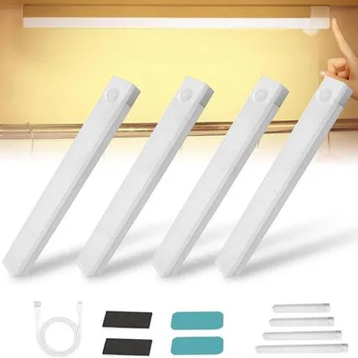 Image de Lot de 4 ampoules LED - Ampoules d'intérieur intelligentes, magnétiques et rechargeables, blanc chaud, 20 cm