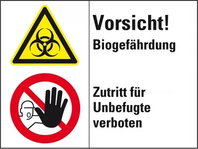 Produktbild von Dreifke® Aufkleber I Kombischild mit Symbolen Vorsicht! Biogefährdung..., Fol...