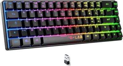 Image de Clavier Gamer sans fil THE G-LAB KEYZ HYDROGEN, Format 60%, AZERTY, Rétroéclairé RGB, Membrane, Noir